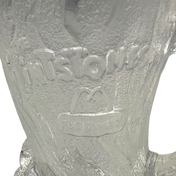McDonald's 1993 FLINTSTONES "RocDonalds" Frosted Glass “Mammoth Mug” Coffee - Picture 6 of 11